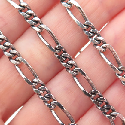 925 Sterling Silver Vintage Italy Figaro Chain Oxidized Necklace 24"