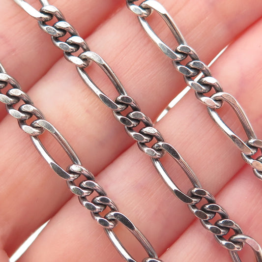 925 Sterling Silver Vintage Italy Figaro Chain Oxidized Necklace 24"