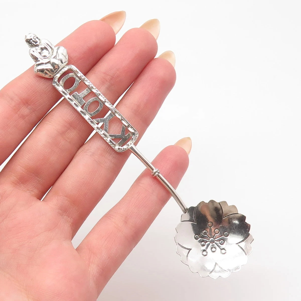Antique Japan Sterling Silver "Kyoto" Floral Spoon