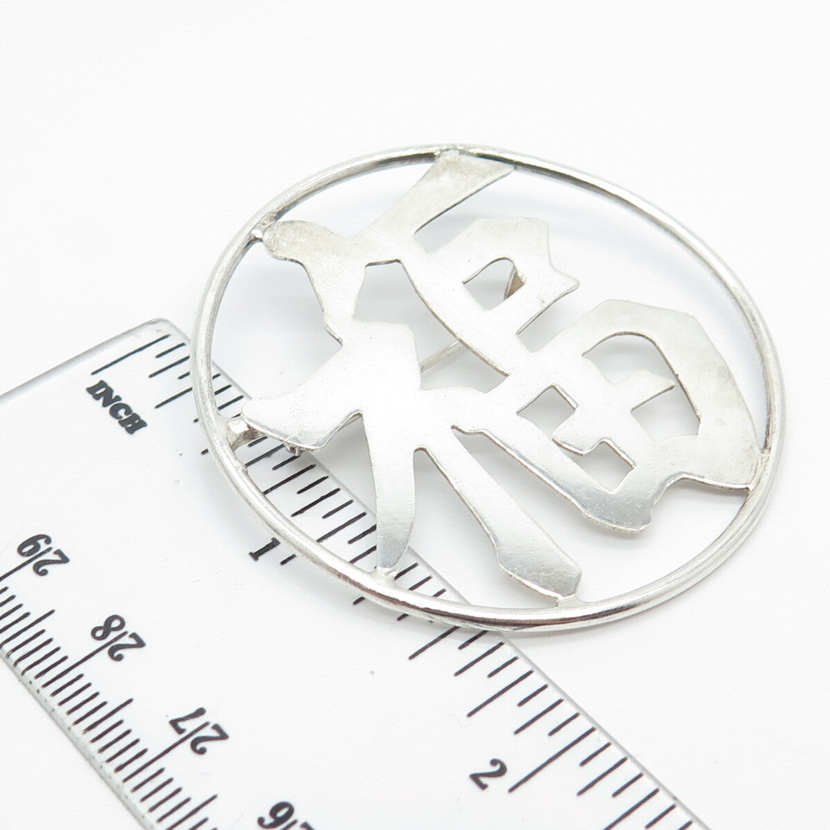 925 Sterling Silver Vintage Chinese Character Pin Brooch