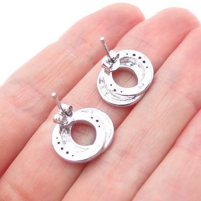 925 Sterling Silver Round-Cut C Z Eternity Earrings