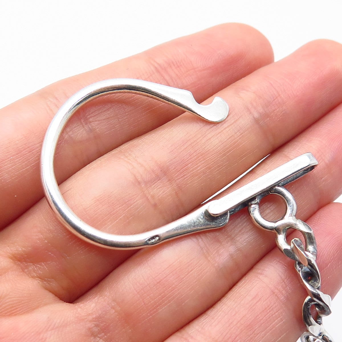 925 Sterling Silver Vintage Revolver Cuban Chain Key Ring