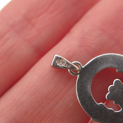 Solvar 925 Sterling Silver Vintage Real Diamond Accent Irish Claddagh Pendant
