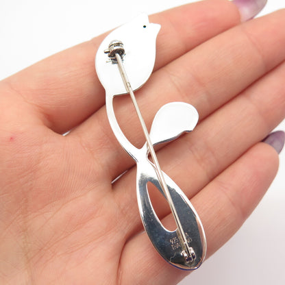 925 Sterling Silver Floral Leaf Pin Brooch