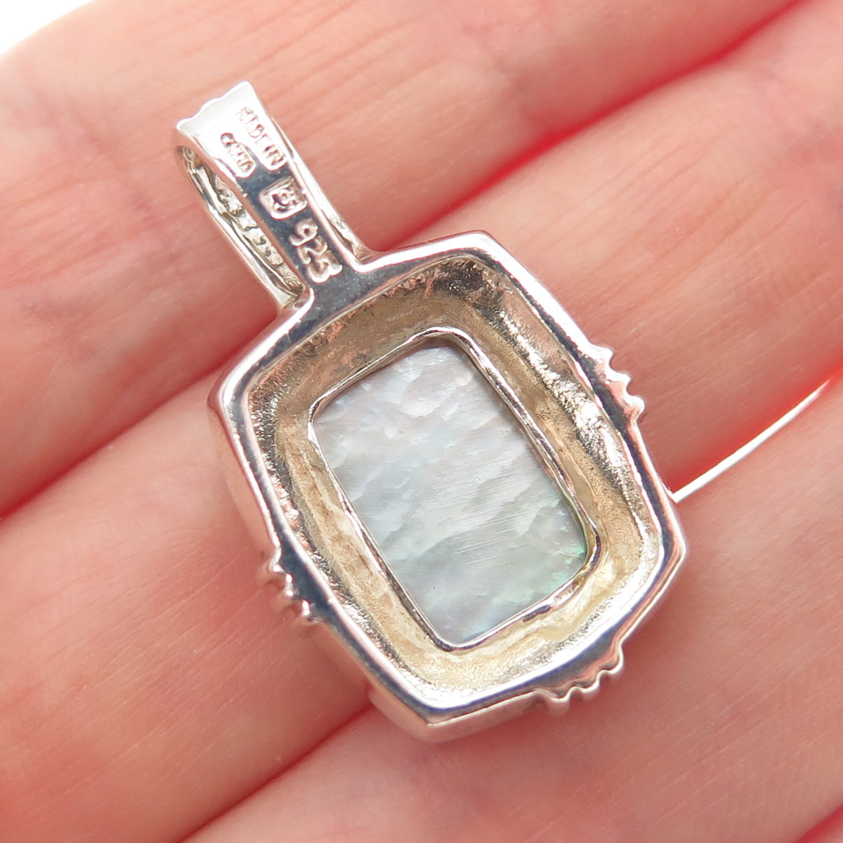 MICHELLE ALBALA 925 Sterling Silver Vintage Real Abalone Shell Pendant