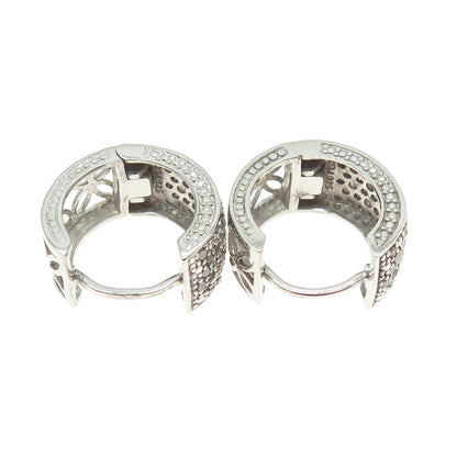 DBJ DEE BERKLE 925 Sterling Silver Real Round-Cut Diamond Hoop Earrings