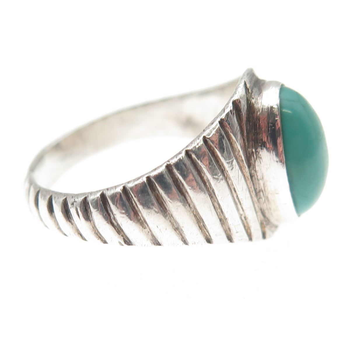 Old Pawn 925 Sterling Silver Vintage Tyrone Turquoise Tribal Ring Size 9.75
