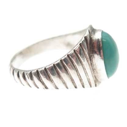 Old Pawn 925 Sterling Silver Vintage Tyrone Turquoise Tribal Ring Size 9.75