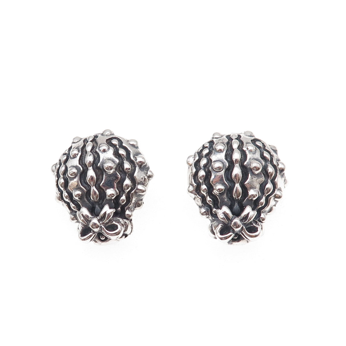 Dian Malouf 925 Sterling Silver Vintage Modernist Bow Oxidized Clip On Earrings