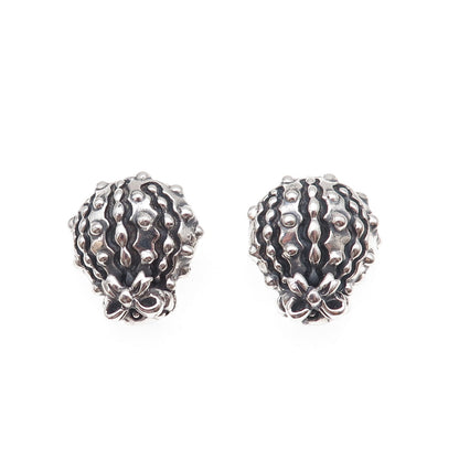 Dian Malouf 925 Sterling Silver Vintage Modernist Bow Oxidized Clip On Earrings