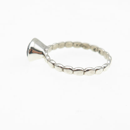 925 Sterling Silver Vintage Real Oval-Cut Amethyst Bubble Ring Size 7