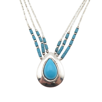 Sensa Eustace Zuni Old Pawn Sterling Vintage Turquoise Liquid Chain Necklace 18"