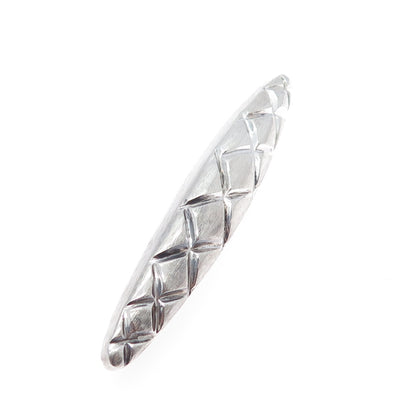 925 Sterling Silver Vintage Modernist Crisscross Oxidized Pin Brooch