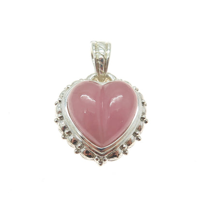 JUDITH RIPKA 925 Sterling Silver Real Rose Quartz Heart Pendant