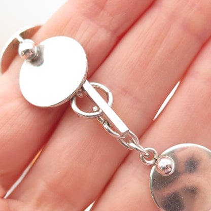 N.E. FROM 925 Sterling Silver Vintage Denmark Modernist Disc Chain Necklace 14"