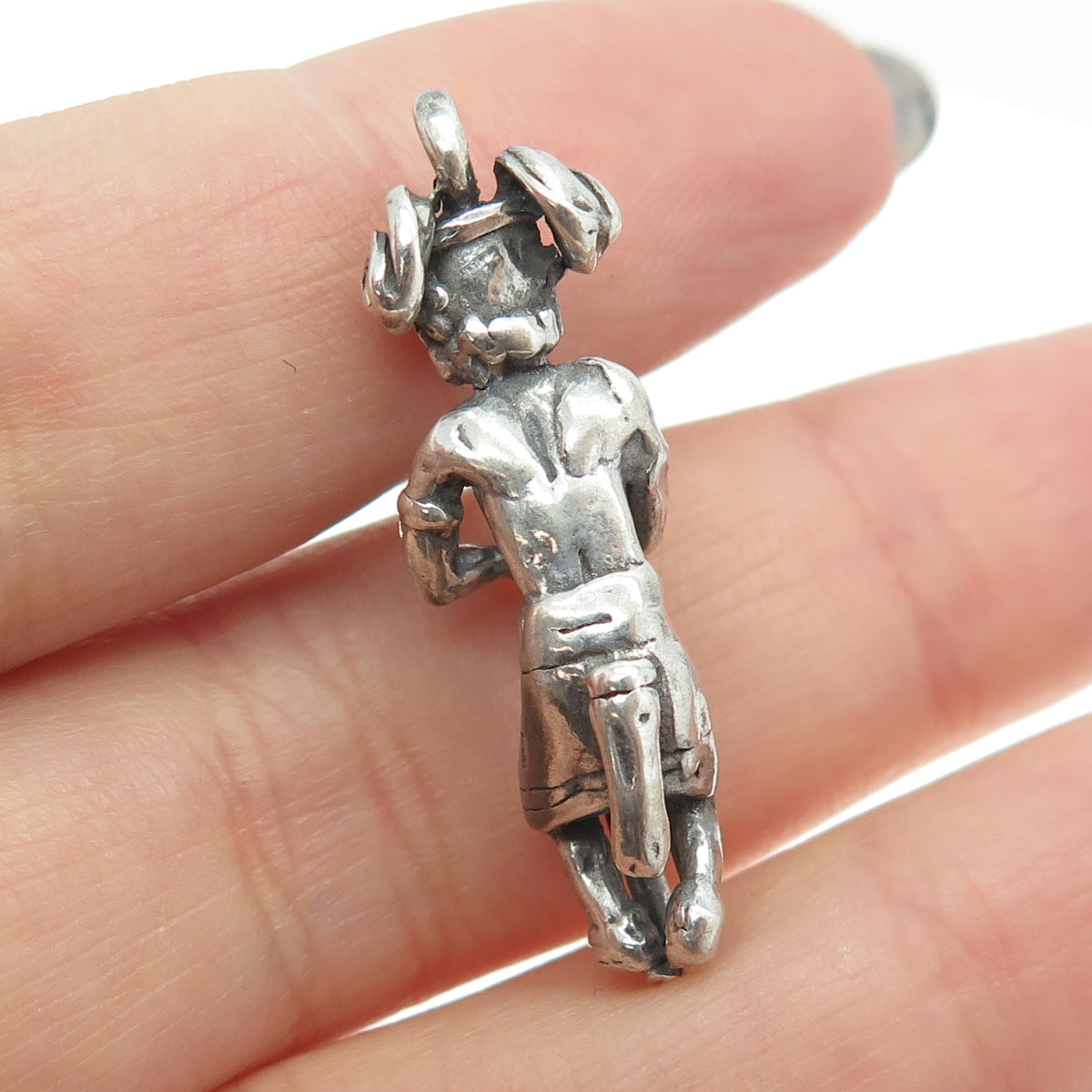 925 Sterling Silver Antique Art Deco Tribal Chief Charm Pendant