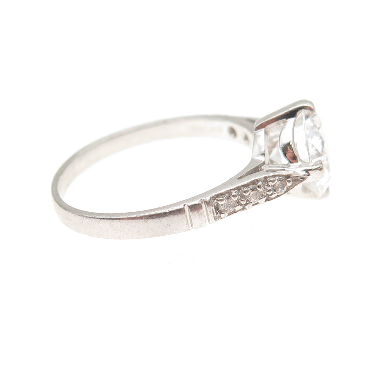 925 Sterling Silver Round-Cut C Z Engagement Ring Size 10
