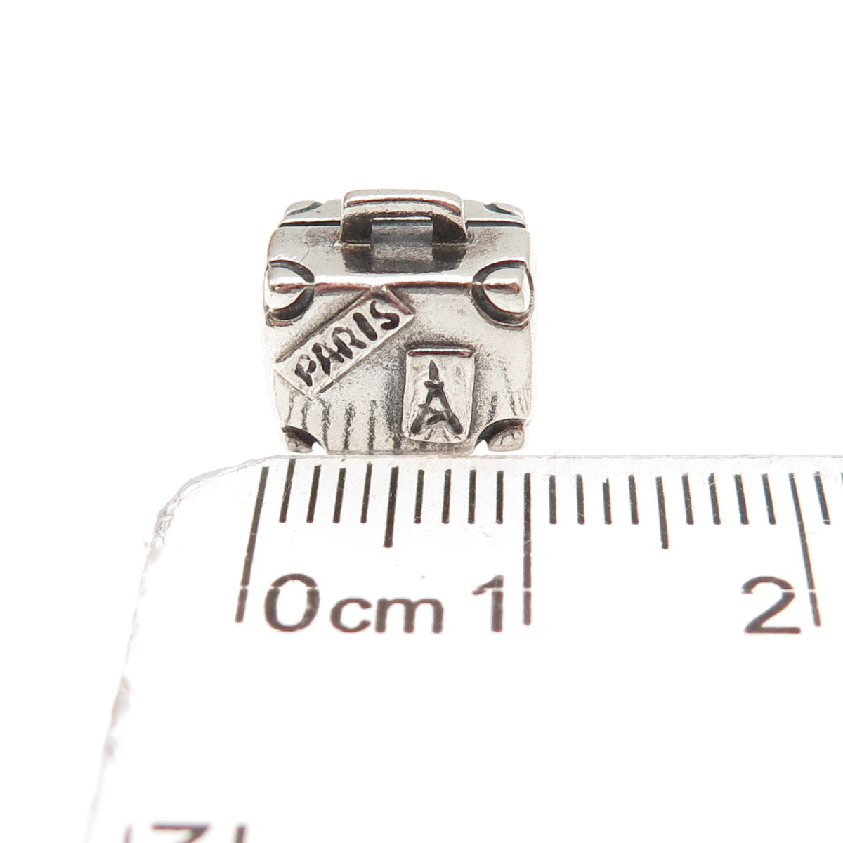 Pandora 925 Sterling Silver Paris Suitcase Slide Bead Charm