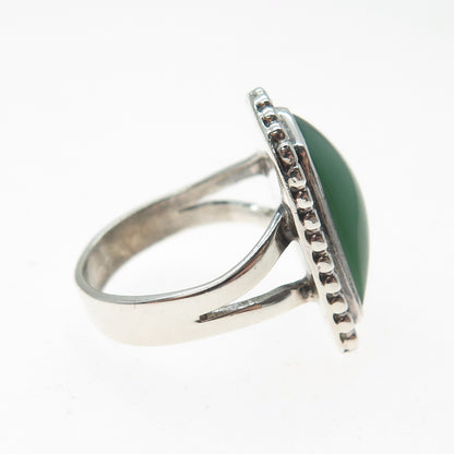 Old Pawn 925 Sterling Silver Vintage Southwestern Green Chalcedony Ring Size 5.5