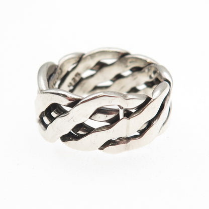 925 Sterling Silver Vintage Mexico Woven Oxidized Band Ring Size 11