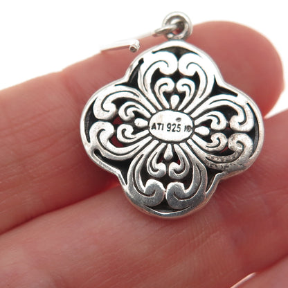 ATI Annika Witt 925 Sterling Silver Vintage Heart Floral Dangle Earrings