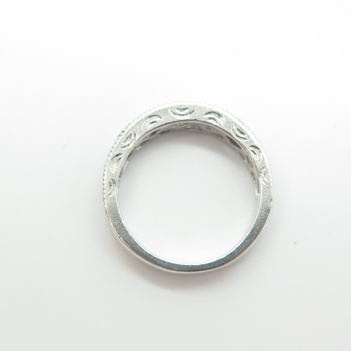 925 Sterling Silver Stauer White C Z Half Eternity Band Ring Size 6