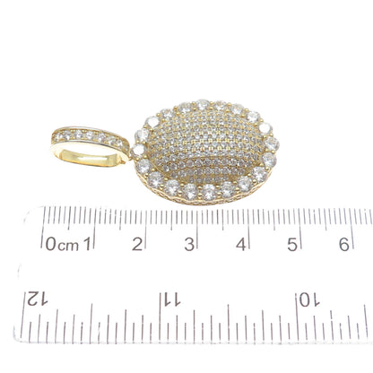 DESIGNS BY YAGI 925 Sterling Silver Gold Plated Round-Cut Shaped C Z Pendant