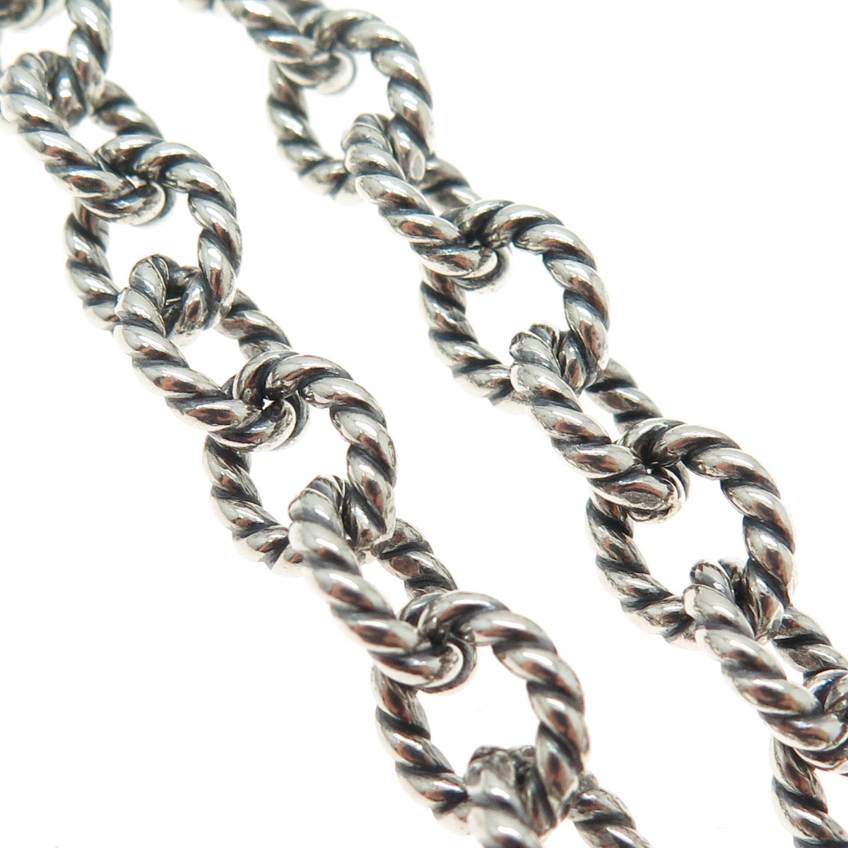 CAROLYN POLLACK 925 Sterling Silver Vintage Cable Chain Oxidized Necklace 24"