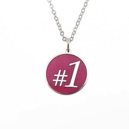 925 Sterling Silver Pink Enamel Number 1 Cable Chain Necklace 18"