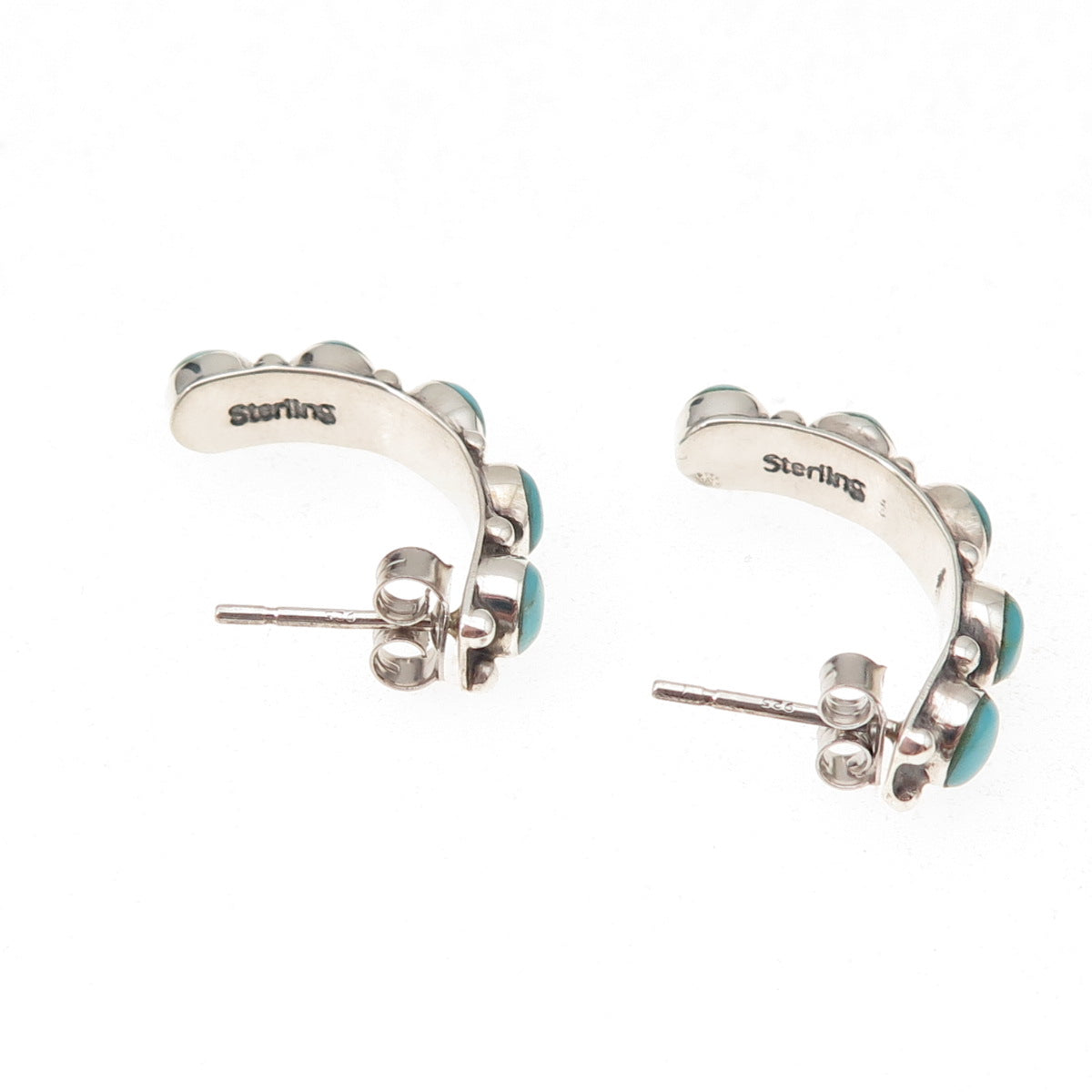 Old Pawn 925 Sterling Silver Vintage Southwestern Turquoise Tribal Earrings