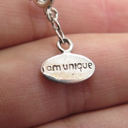 UC Silver 18K Yellow Gold 925 Sterling "I Am Unique" Floral Scroll Necklace 16"