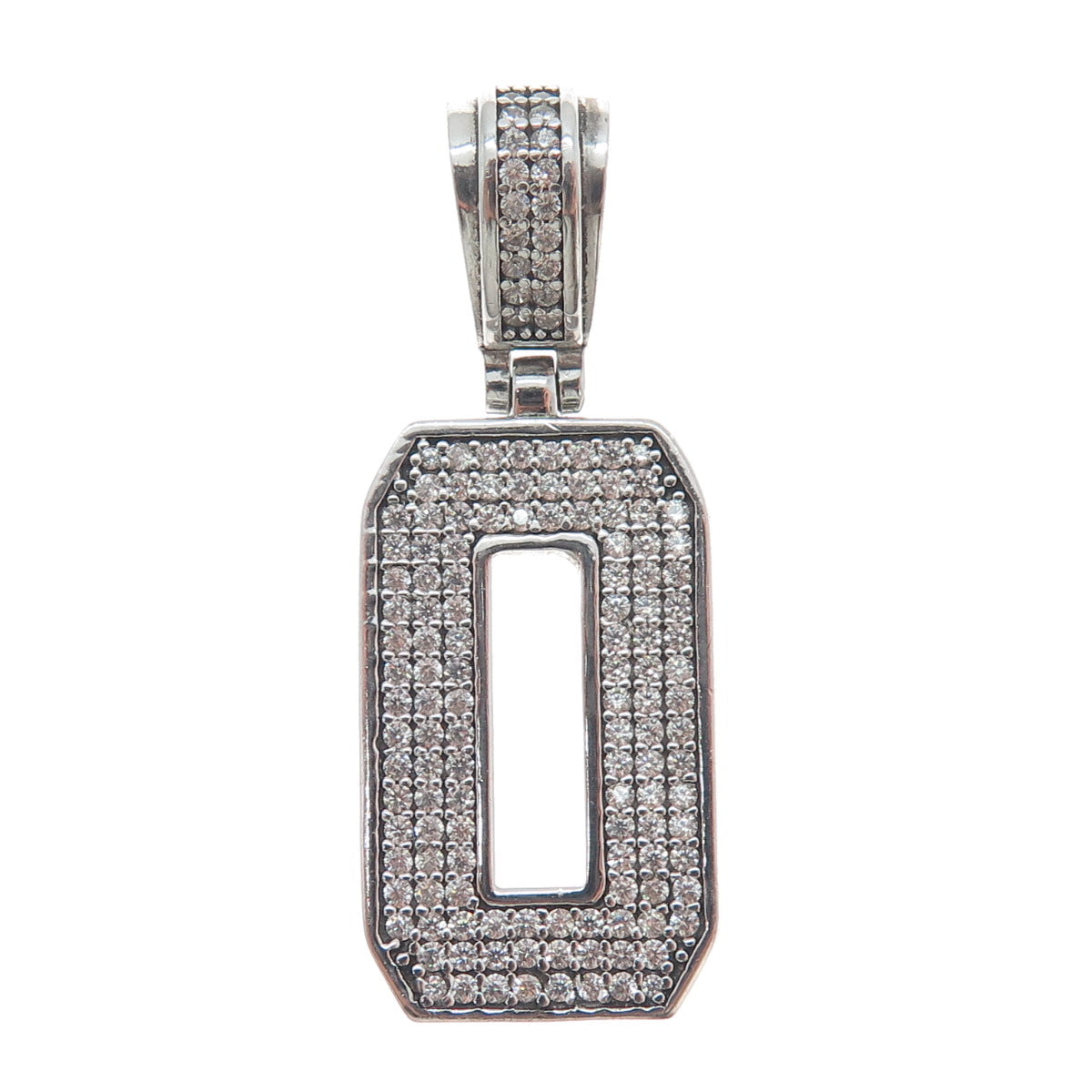925 Sterling Silver Round-Cut Shaped C Z Letter O Initial Sparkle Pendant