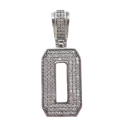 925 Sterling Silver Round-Cut Shaped C Z Letter O Initial Sparkle Pendant