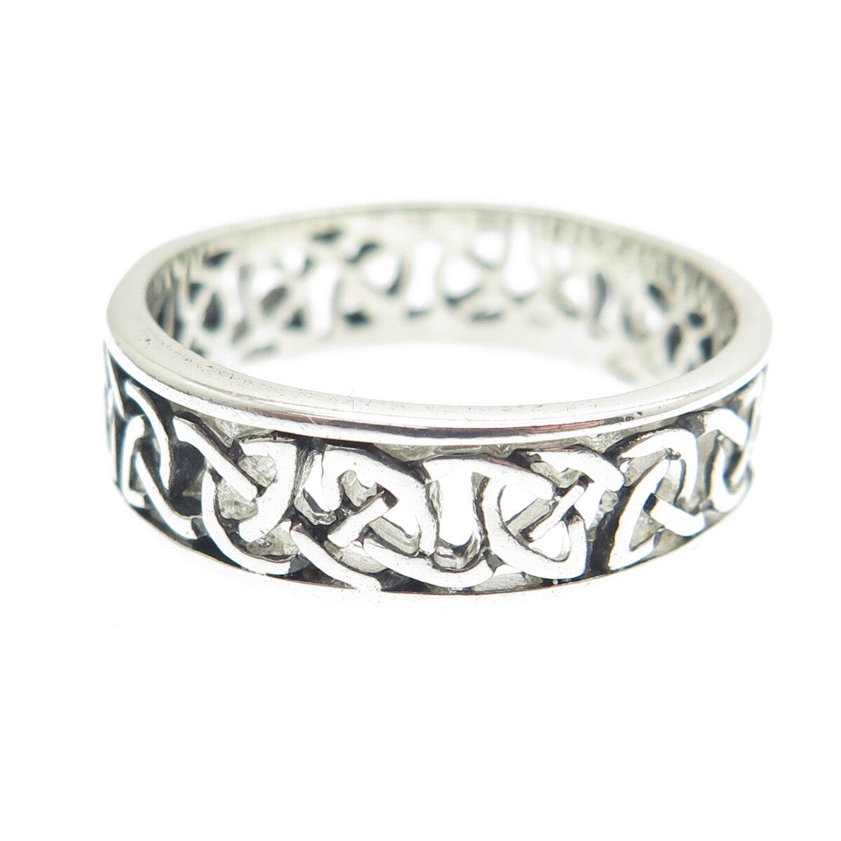925 Sterling Silver Vintage Celtic Knot Oxidized Band Ring Size 9.25