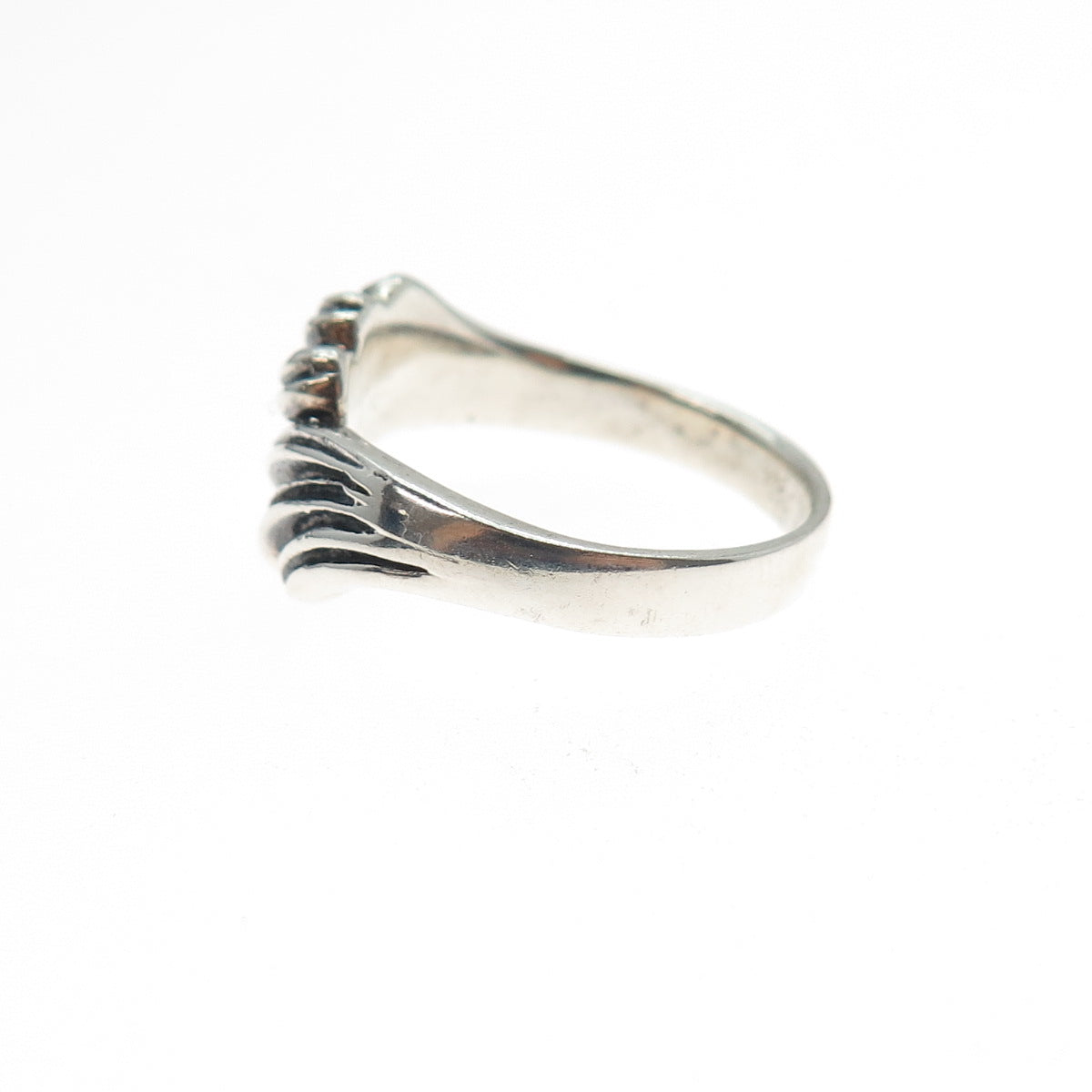 925 Sterling Silver Vintage Modernist Angel Wings Oxidized Ring Size 6.25