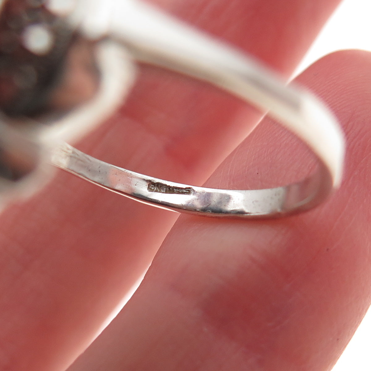 925 Sterling Silver Antique Art Deco Real Black Onyx & Marcasite Ring Size 6.25
