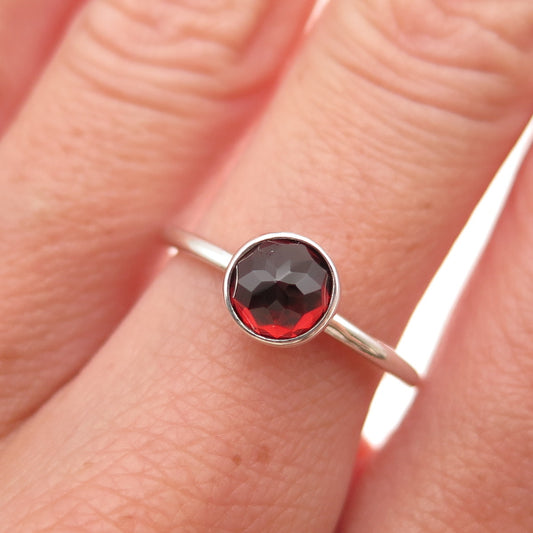 Pandora 925 Sterling Silver Red Crystal January Birthstone Ring Size 7