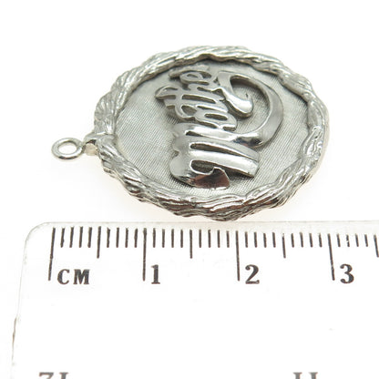 925 Sterling Silver Antique Art Deco "Mother" Textured Pendant