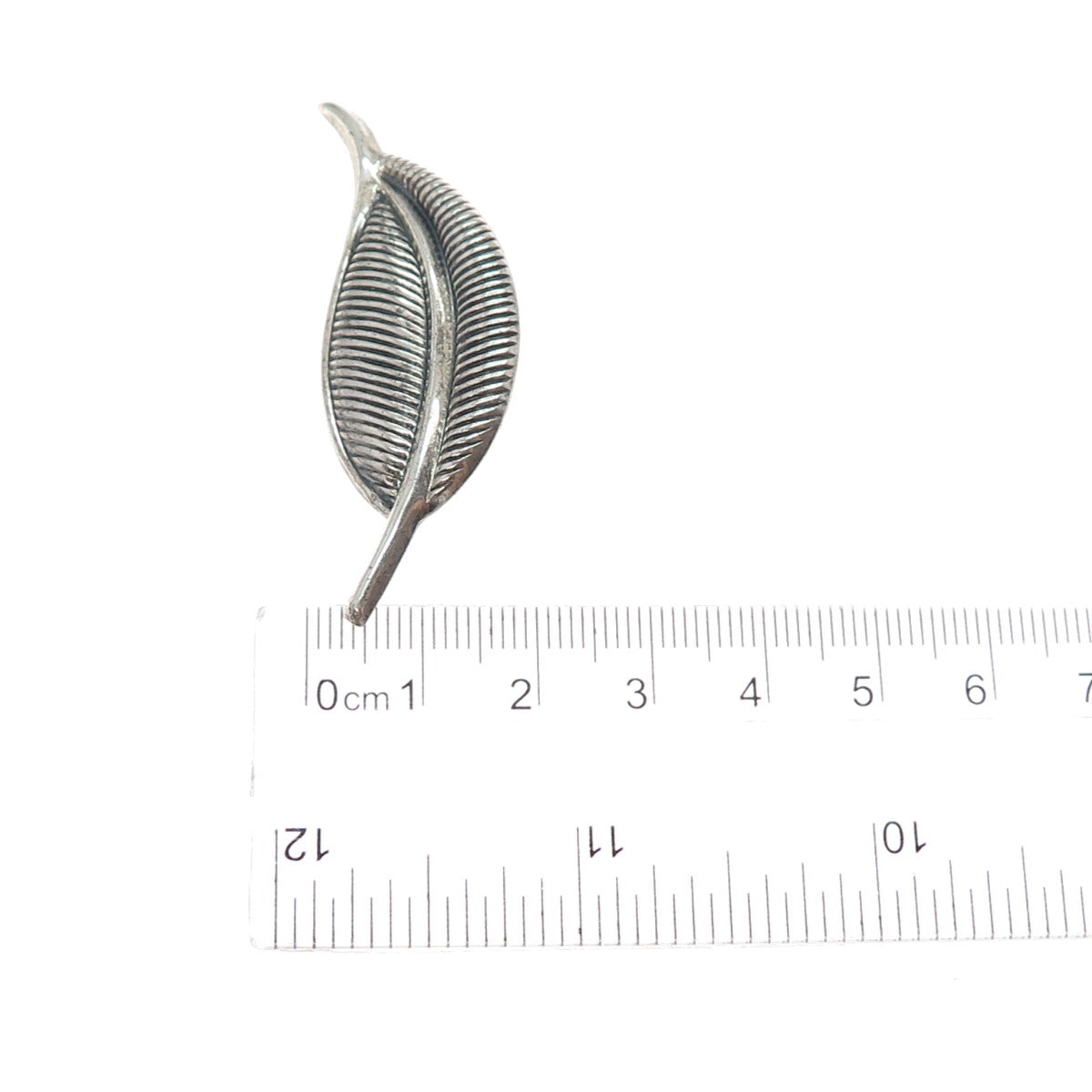 JEWELART 925 Sterling Silver Vintage Modernist Floral Leaf Oxidized Pin Brooch