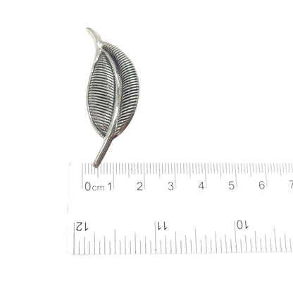JEWELART 925 Sterling Silver Vintage Modernist Floral Leaf Oxidized Pin Brooch