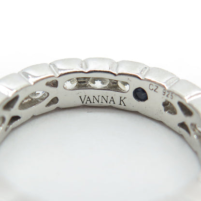 VANNA K 925 Sterling Silver Round-Cut C Z All Around Eternity Ring Size 7.25