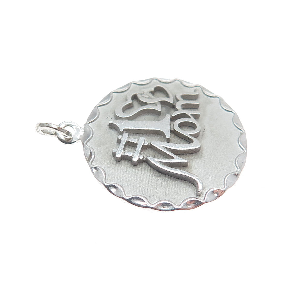 BEAU 925 Sterling Silver Vintage "#1 Mom" Round Charm Pendant