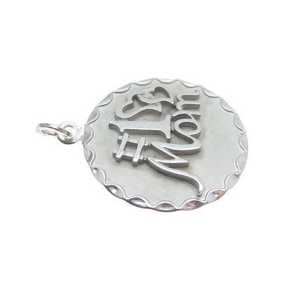 BEAU 925 Sterling Silver Vintage "#1 Mom" Round Charm Pendant