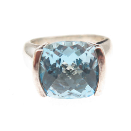 Chuck Clemency 925 Sterling Silver Vintage Real Blue Topaz Ring Size 7
