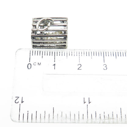 925 Sterling Silver Vintage Lobster Cage Minimalist Charm Pendant