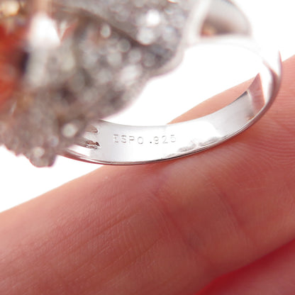 Joseph Esposito 925 Sterling Silver Champagne & White C Z Ring Size 7