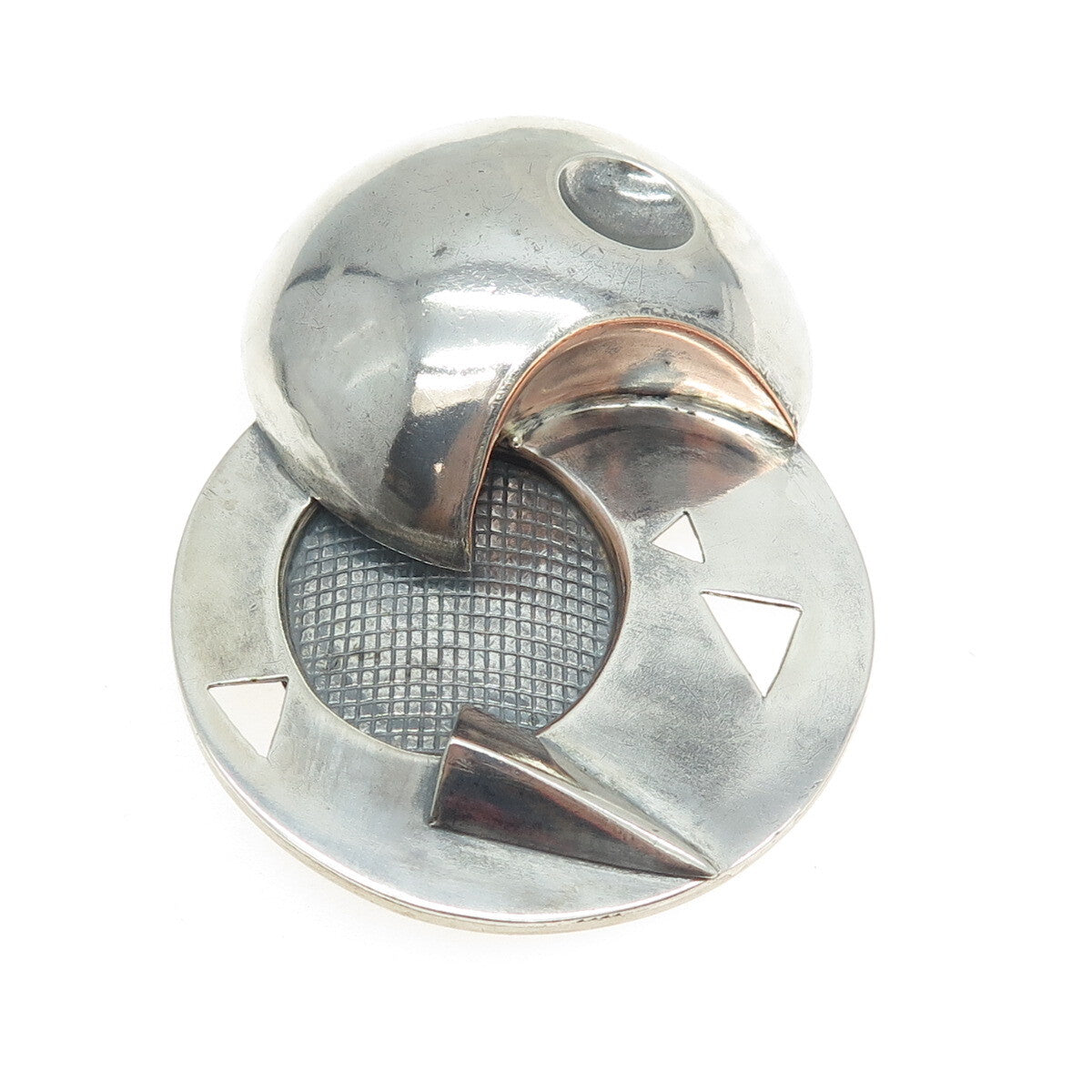 N. GANO 925 Sterling Silver Vintage Packman Pin Brooch
