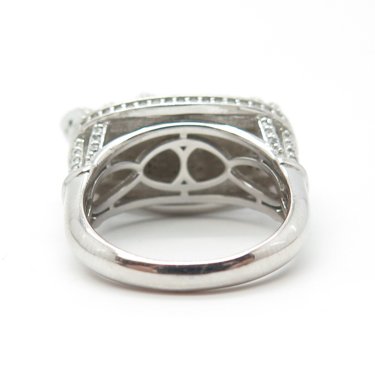 925 Sterling Silver Pave C Z Domed Ring Size 7