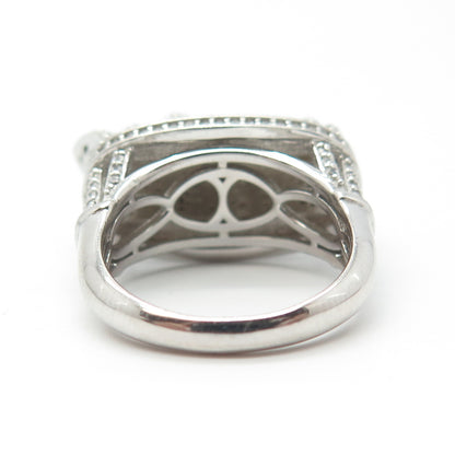 925 Sterling Silver Pave C Z Domed Ring Size 7