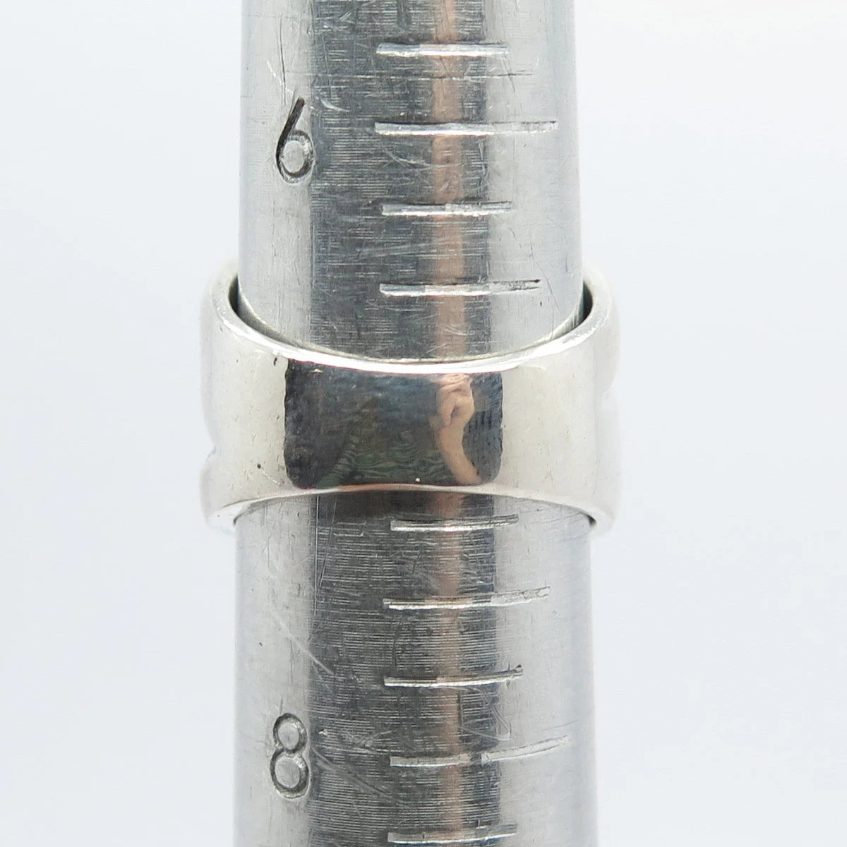 925 Sterling Silver Vintage Ribbed Wide Ring Size 7.25